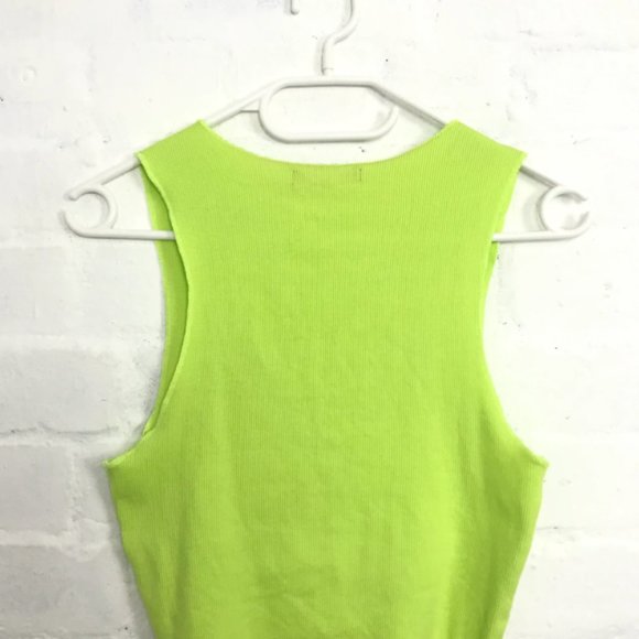 Lime Green Ribbed Tank Top - Picture 3 of 4